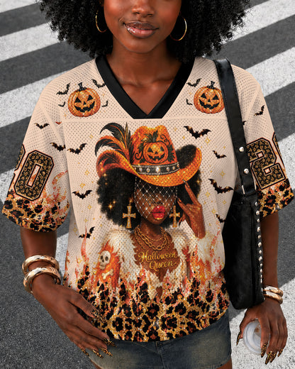 Black Queen Halloween Jersey – Melanin Magic & Pumpkin Vibes