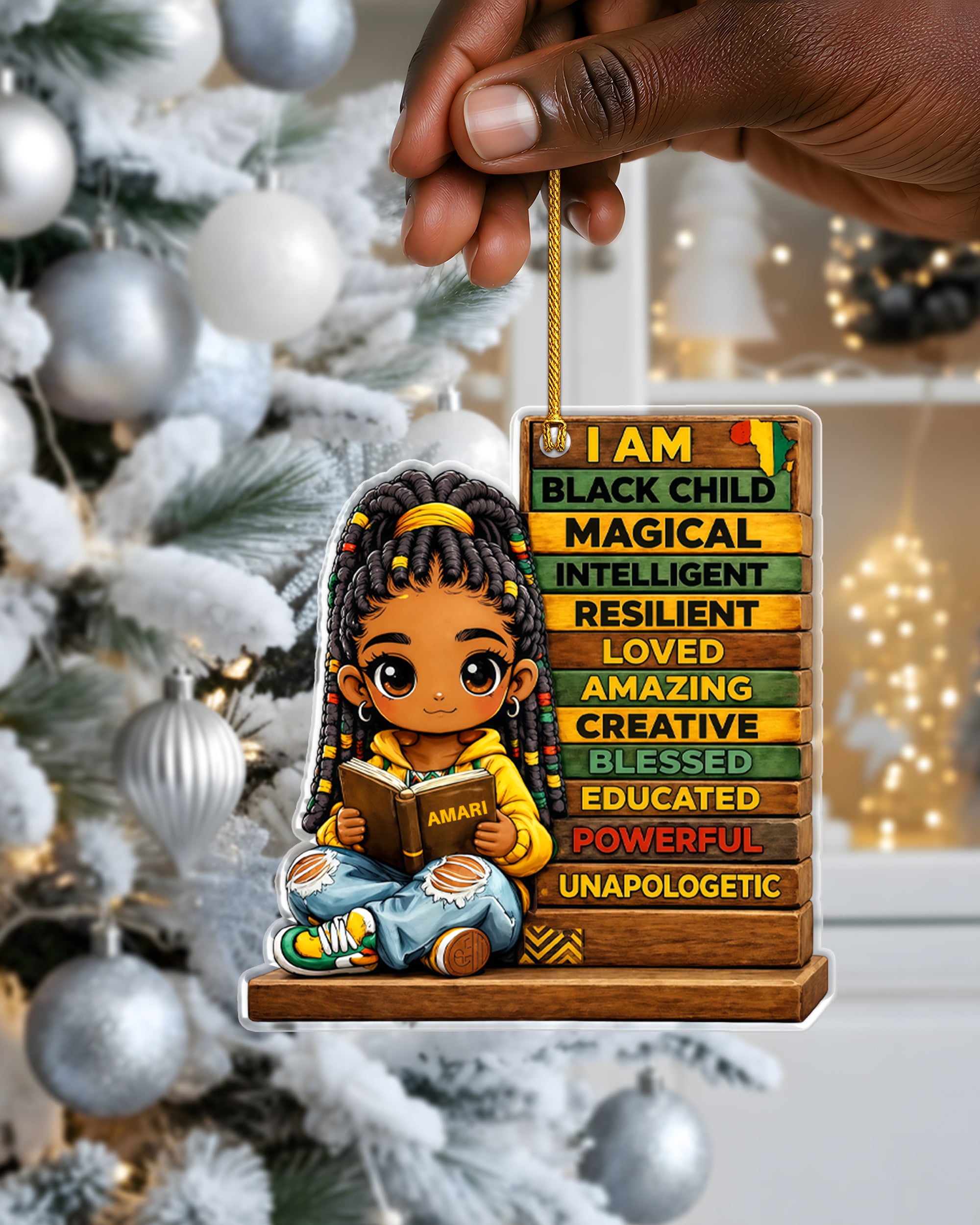 Personalized I Am Black Child Educational Acrylic Ornament
