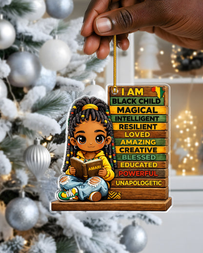 Personalized I Am Black Child Educational Acrylic Ornament