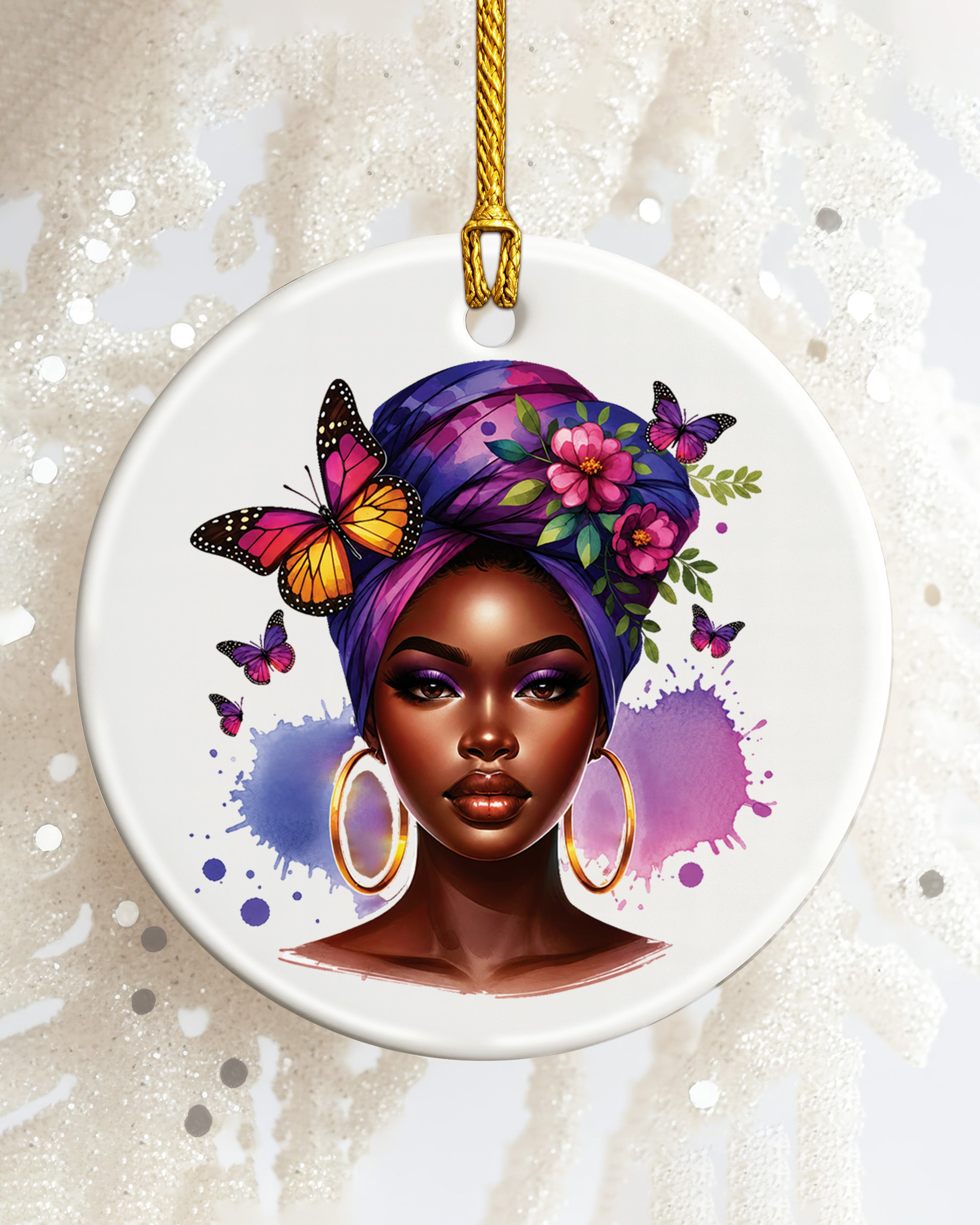 Black Queen Heritage Ornament - African American Woman Christmas Ornament