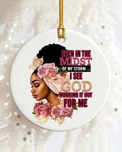 Black Woman God’s Promise Christmas Ornament, Faith & Grace Ceramic Ornament
