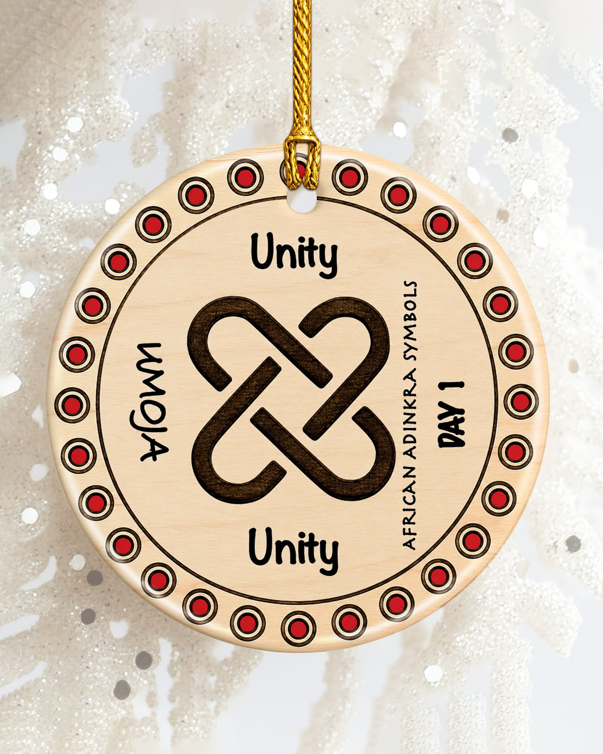 African Adinkra Symbols Ornament - Black Heritage Christmas Ornament