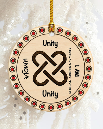 African Adinkra Symbols Ornament - Black Heritage Christmas Ornament