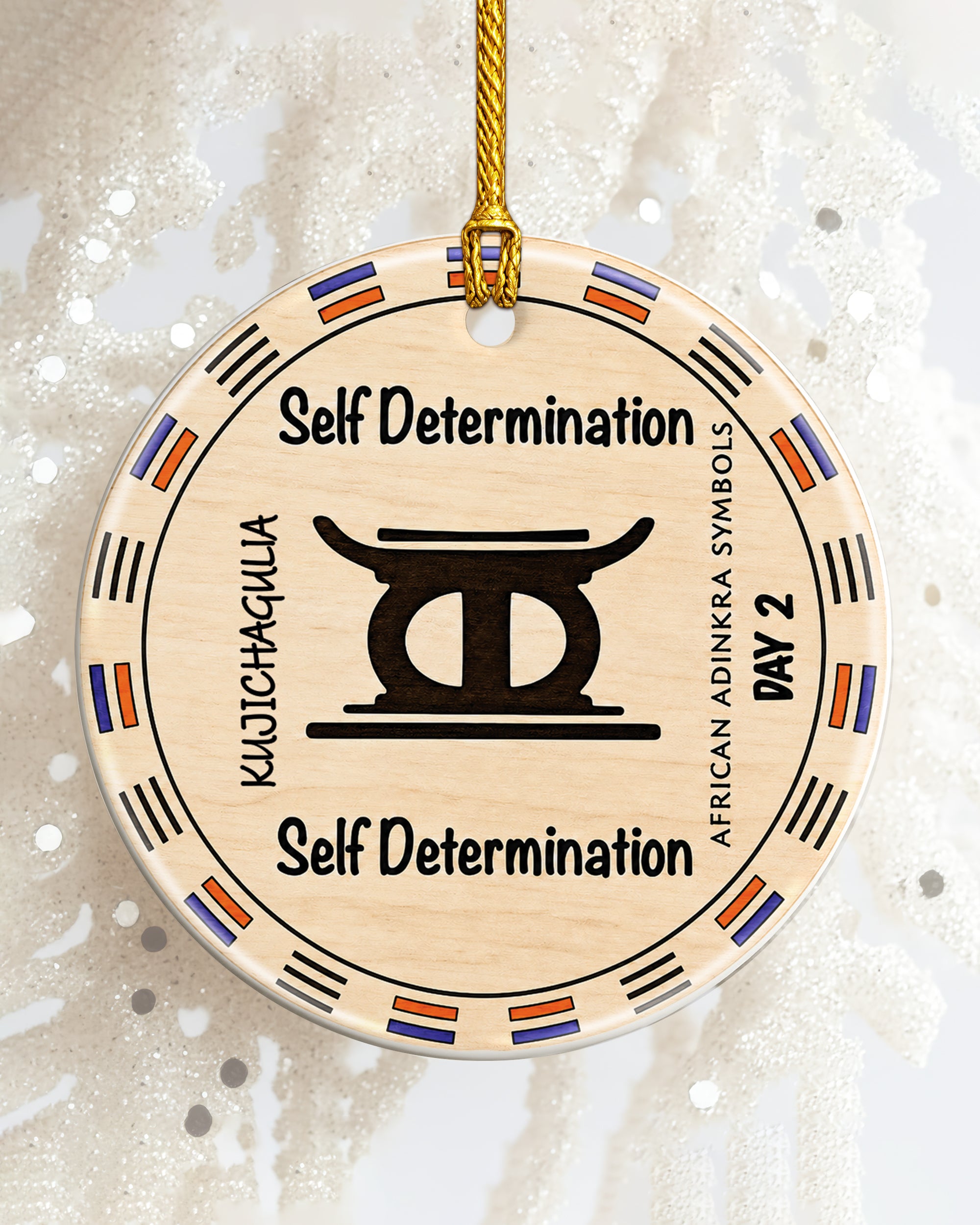 Self Determination Adinkra Ornament - African Heritage Christmas Decoration