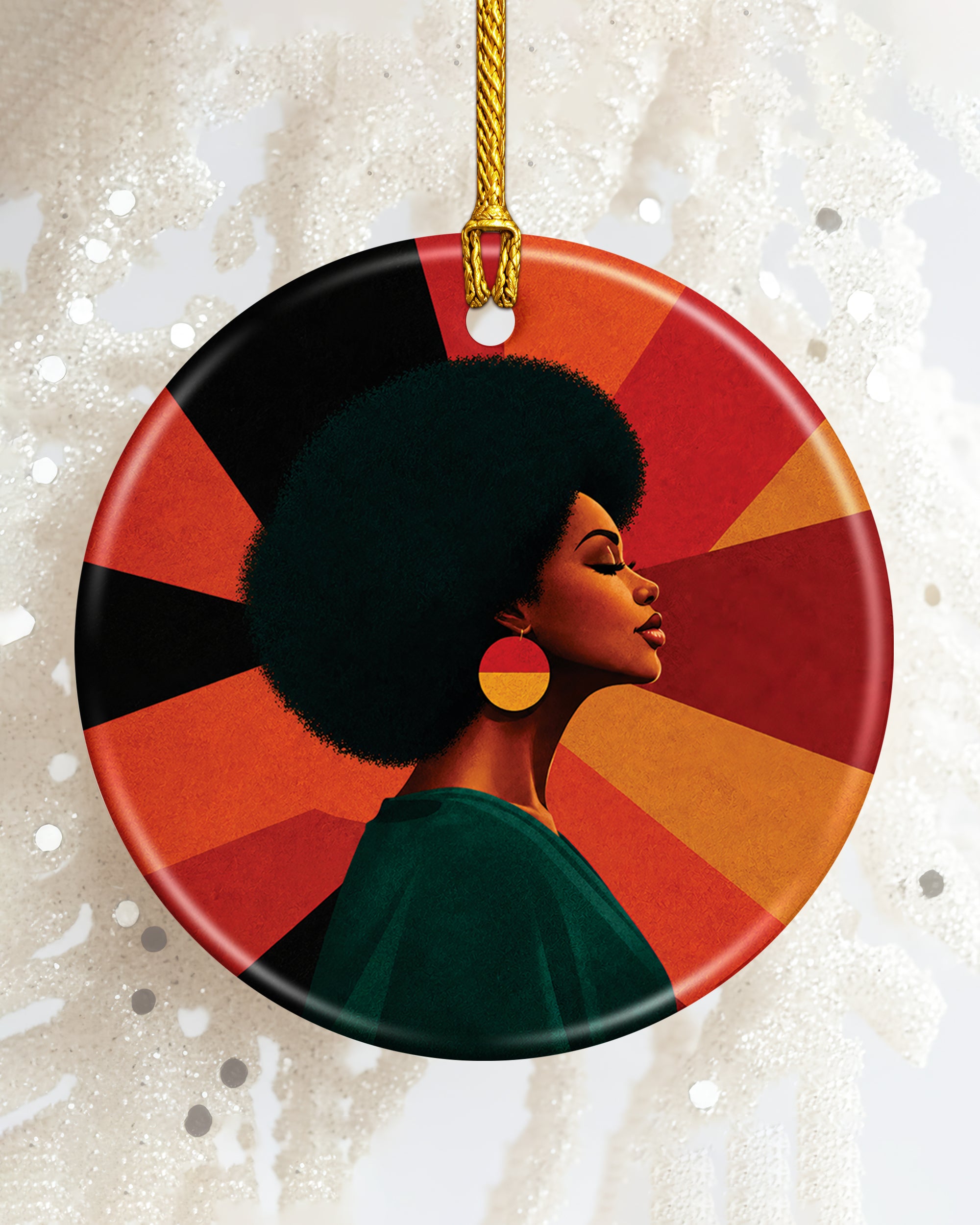Black Queen Natural Hair Ornament - African American Christmas Keepsake