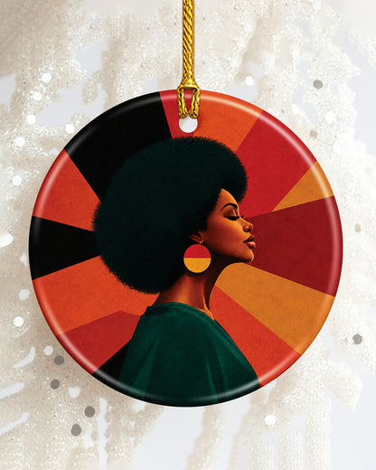 Black Queen Natural Hair Ornament - African American Christmas Keepsake