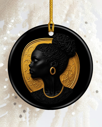 Black Queen Heritage Ornament - Black Woman Luxury Christmas Ornament