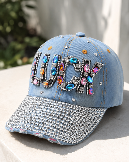 Blue Denim Rhinestone Cap – Empower Black Culture, Bold Style