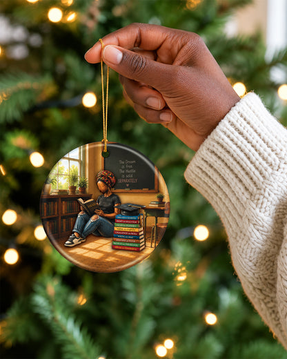 Black Woman Book Lover Christmas Ornament – Dream & Hustle