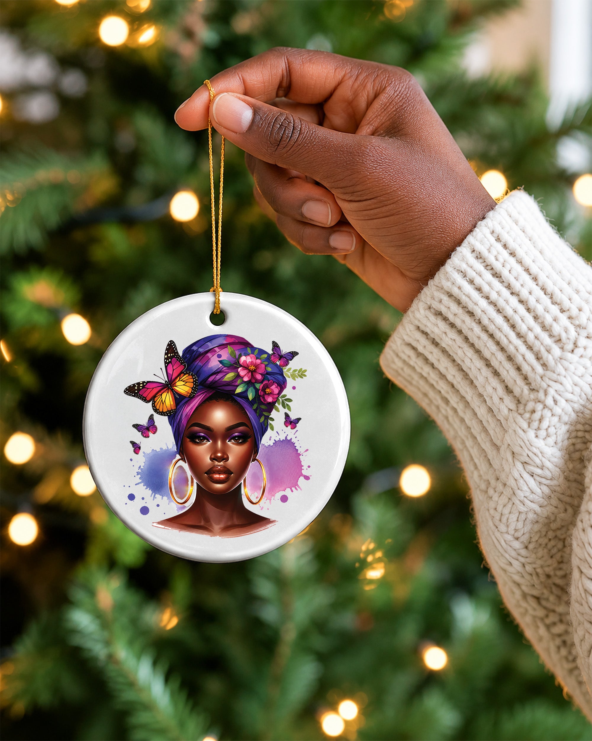 Black Queen Heritage Ornament - African American Woman Christmas Ornament