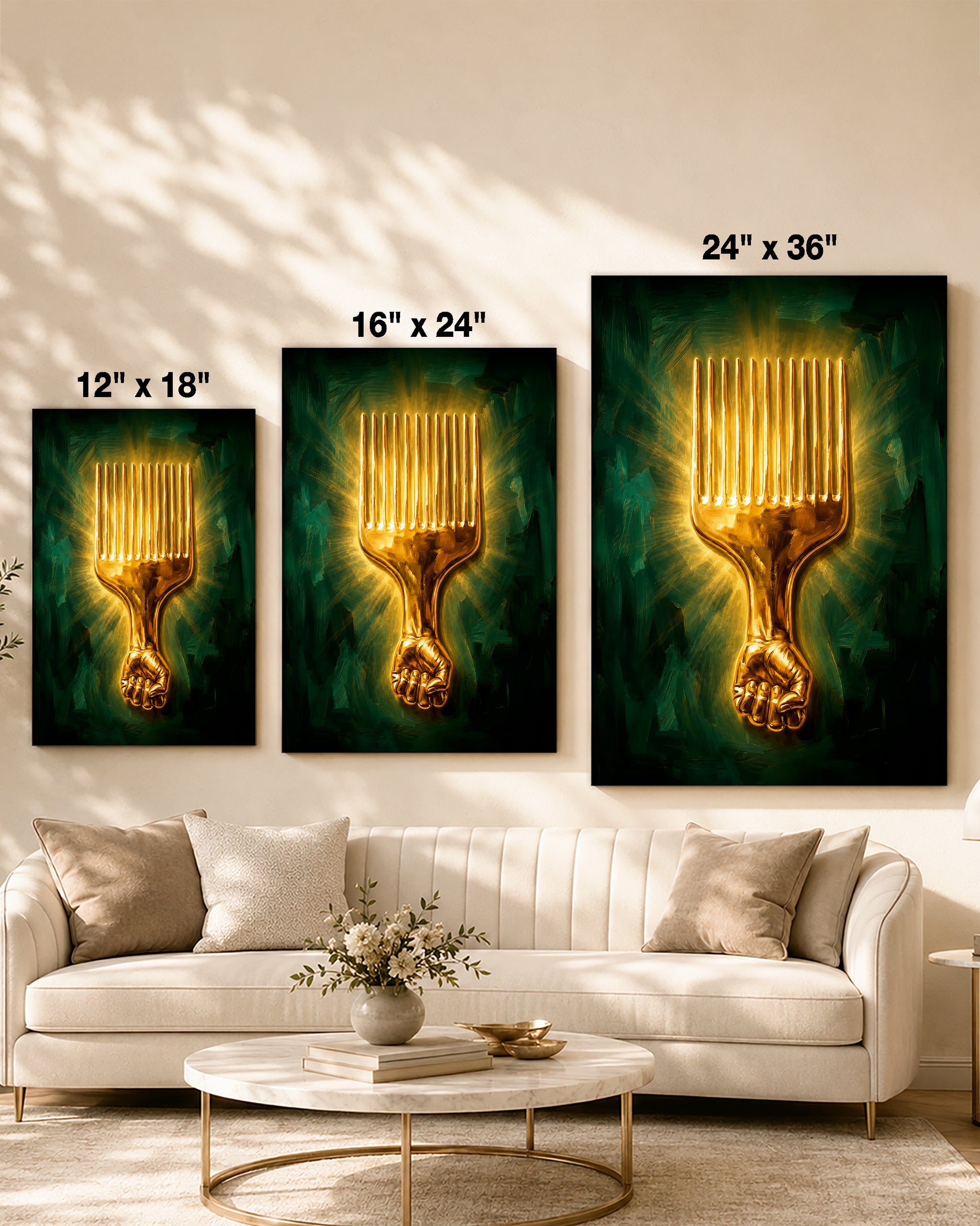 Black Power Afro Pick Canvas Wall Art - Black Pride Home Decor