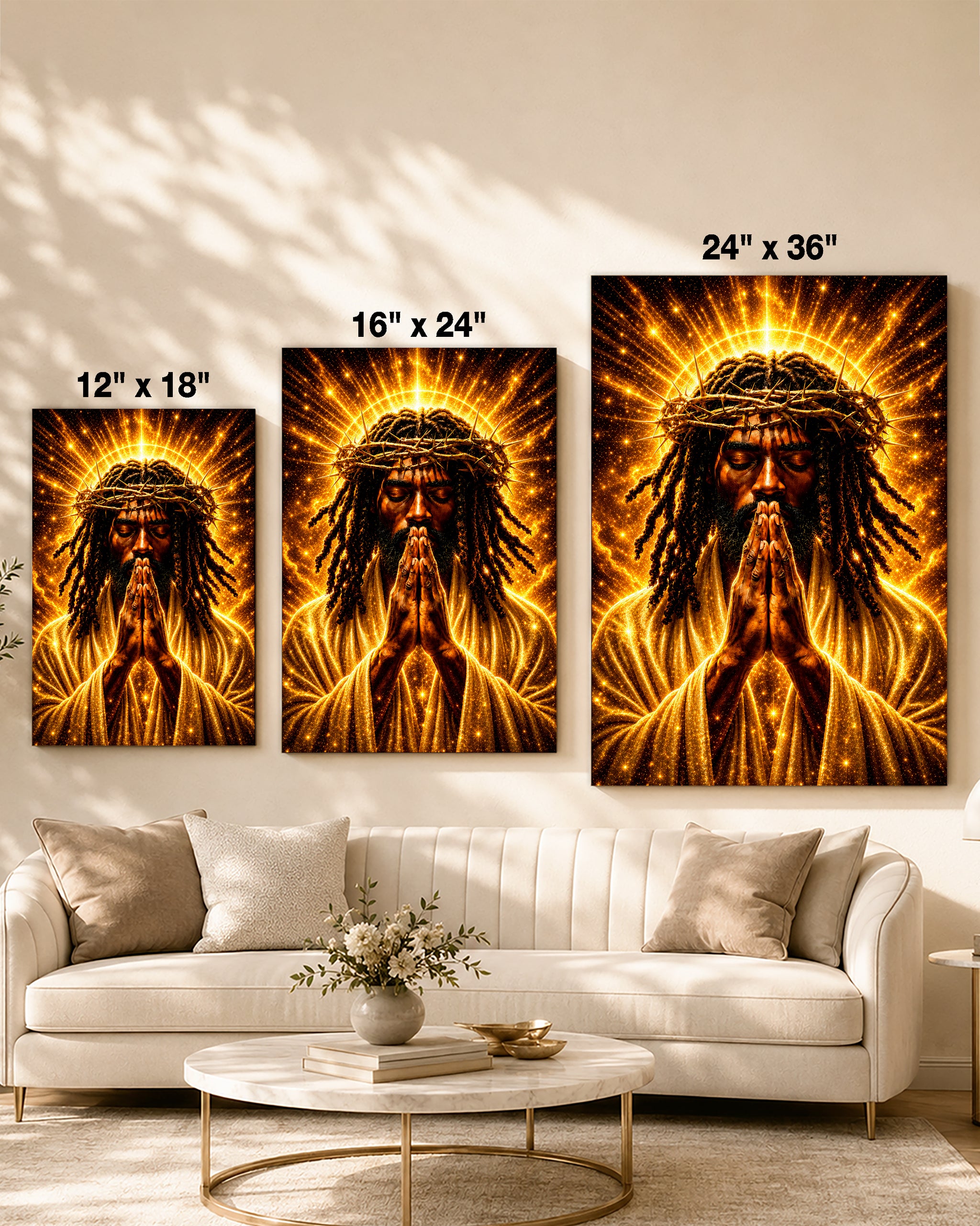 Black Faith Prayer Wall Art Canvas - Christian Inspirational Home Decor