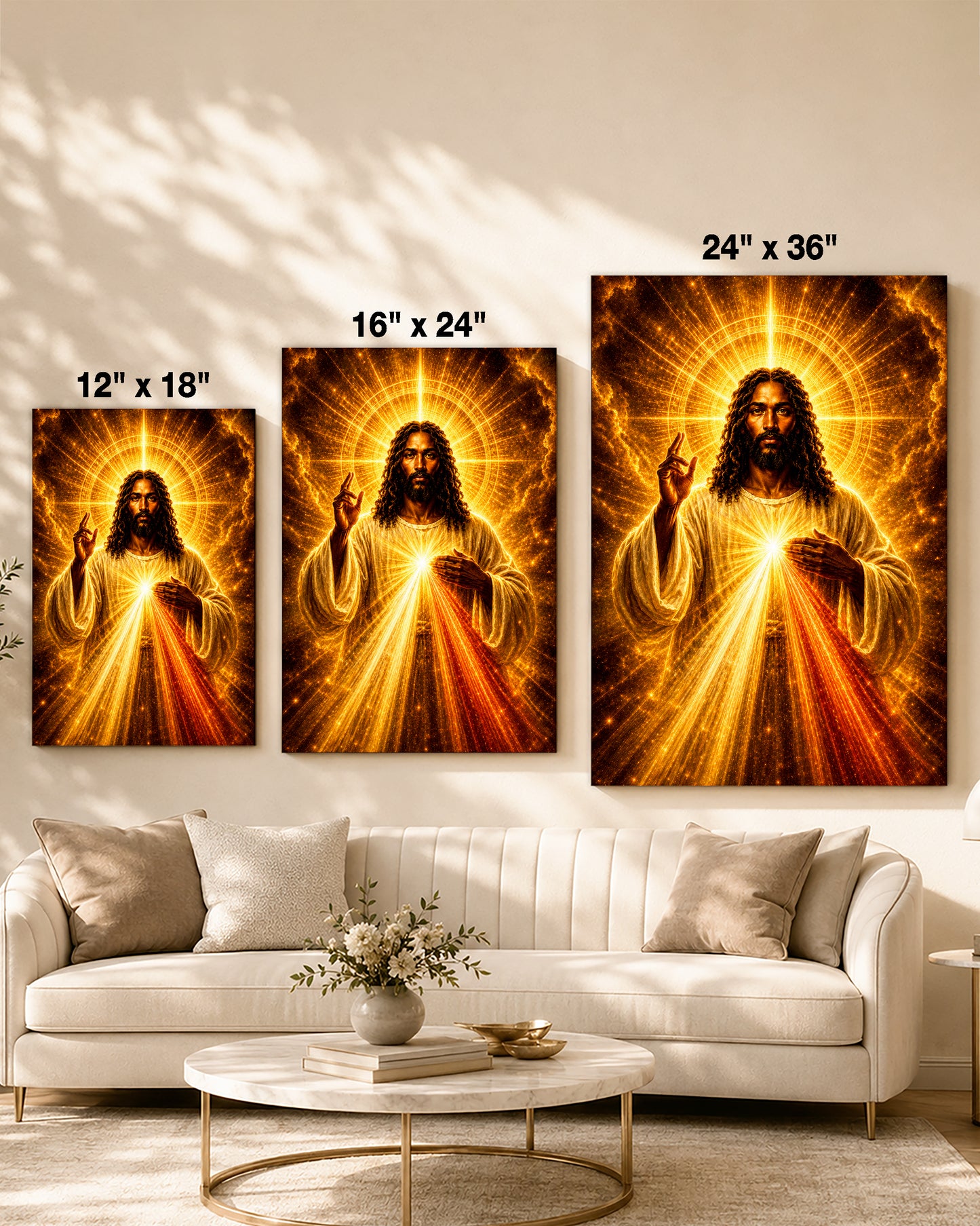 Black Jesus Divine Mercy Canvas Wall Art - African American Christian Home Decor