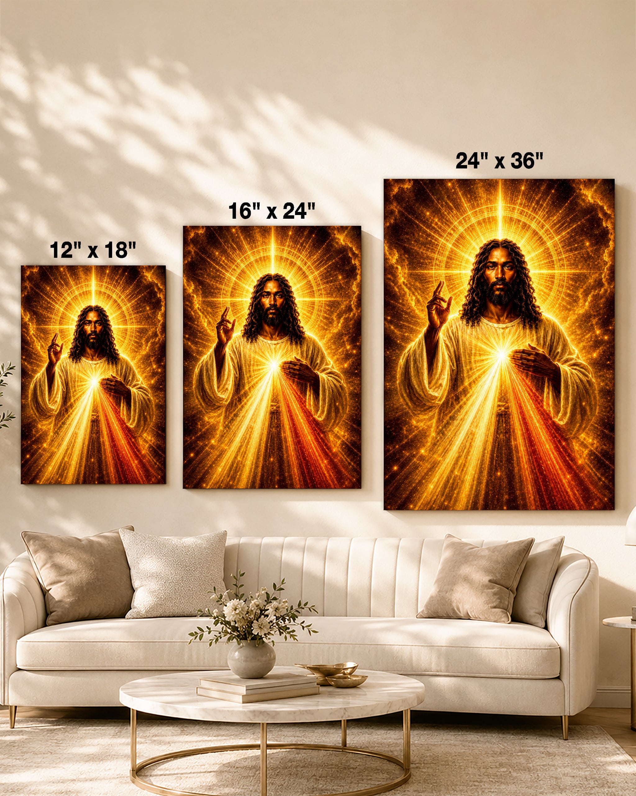 Black Jesus Divine Mercy Canvas Wall Art - African American Christian Home Decor