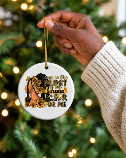Black Woman Trust in God Christmas Ornament, Storm to Strength Ceramic Ornament