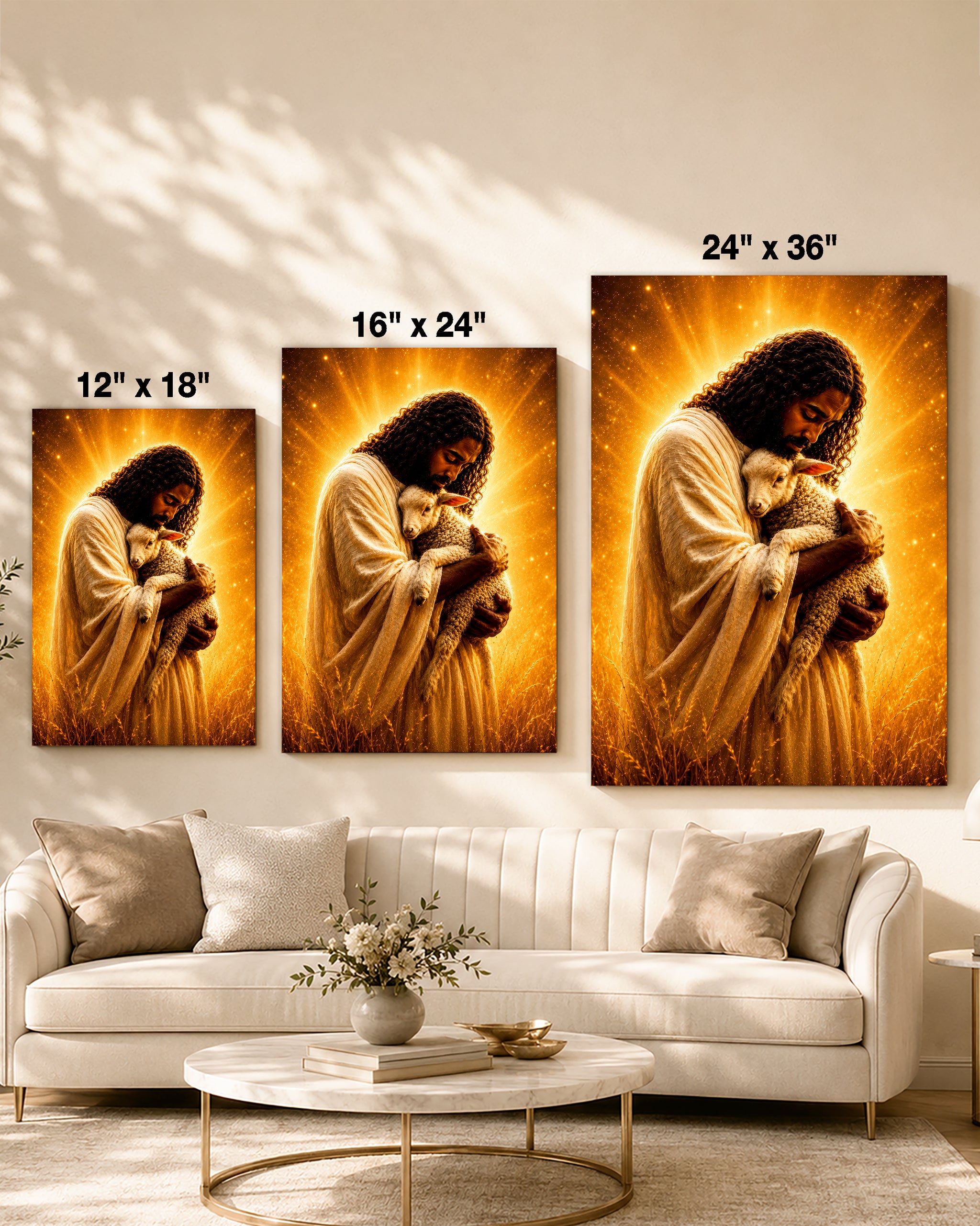 Black Jesus The Good Shepherd Canvas - African American Christian Wall Art