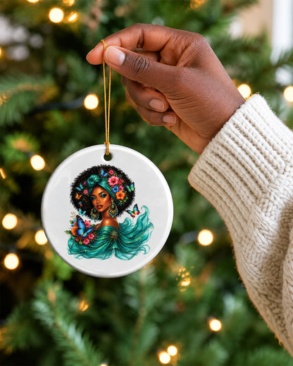 Black Woman Beauty Ornament - African American Queen Christmas Ornament