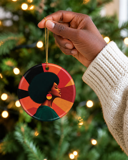 Black Queen Natural Hair Ornament - African American Christmas Keepsake
