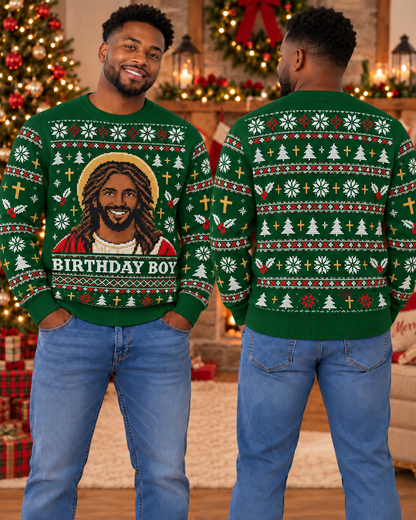 Black Jesus Birthday Boy Festive Christmas Faith Sweatshirt