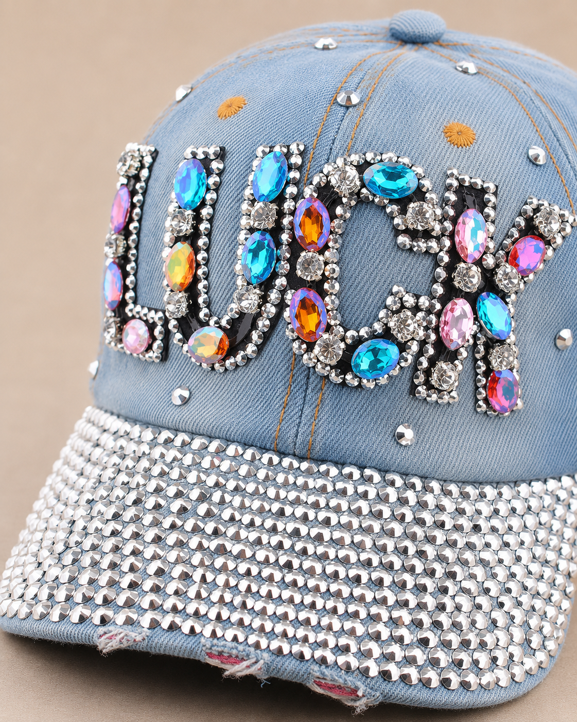 Blue Denim Rhinestone Cap – Empower Black Culture, Bold Style