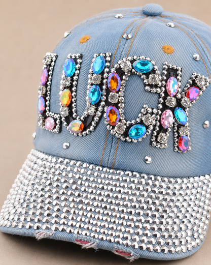 Blue Denim Rhinestone Cap – Empower Black Culture, Bold Style