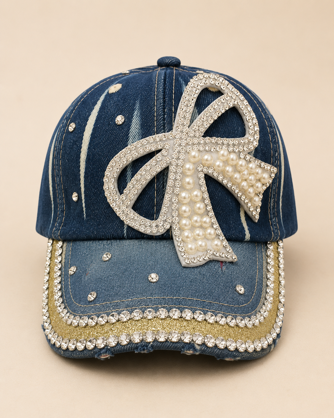 Pearl Bow Denim Cap – Empower Black Culture, Bold Style