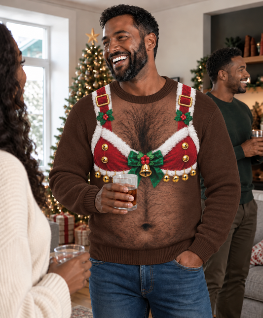 Funny Melanin Hairy Chest Ugly Xmas Sweater