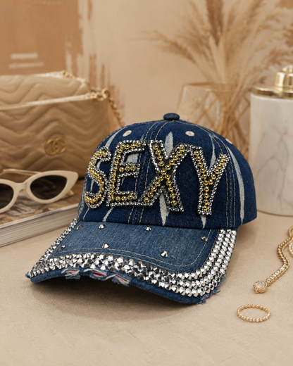 Sexy Print Rhinestone Cap - Empower Black Culture, Bold Style
