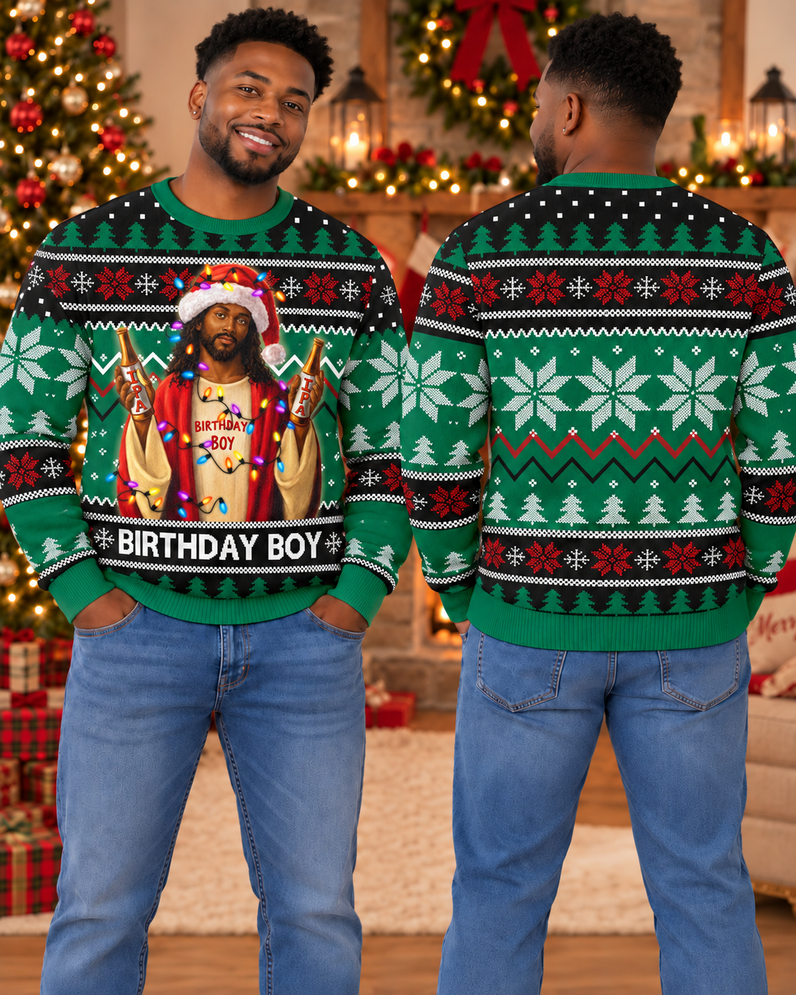 Black Jesus Birthday Boy Christmas Sweatshirt – Christian Faith