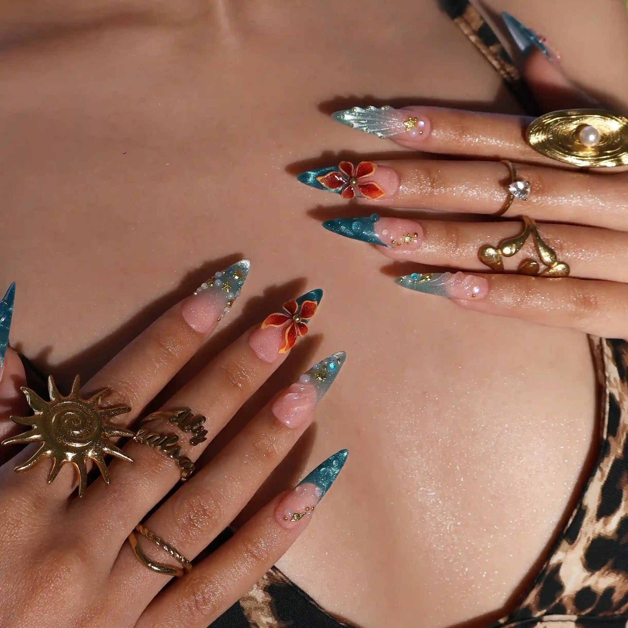 Emerald Tide Press On Nails
