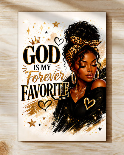 God Is My Forever Favorite Canvas Wall Art - Black Christian Home Decor