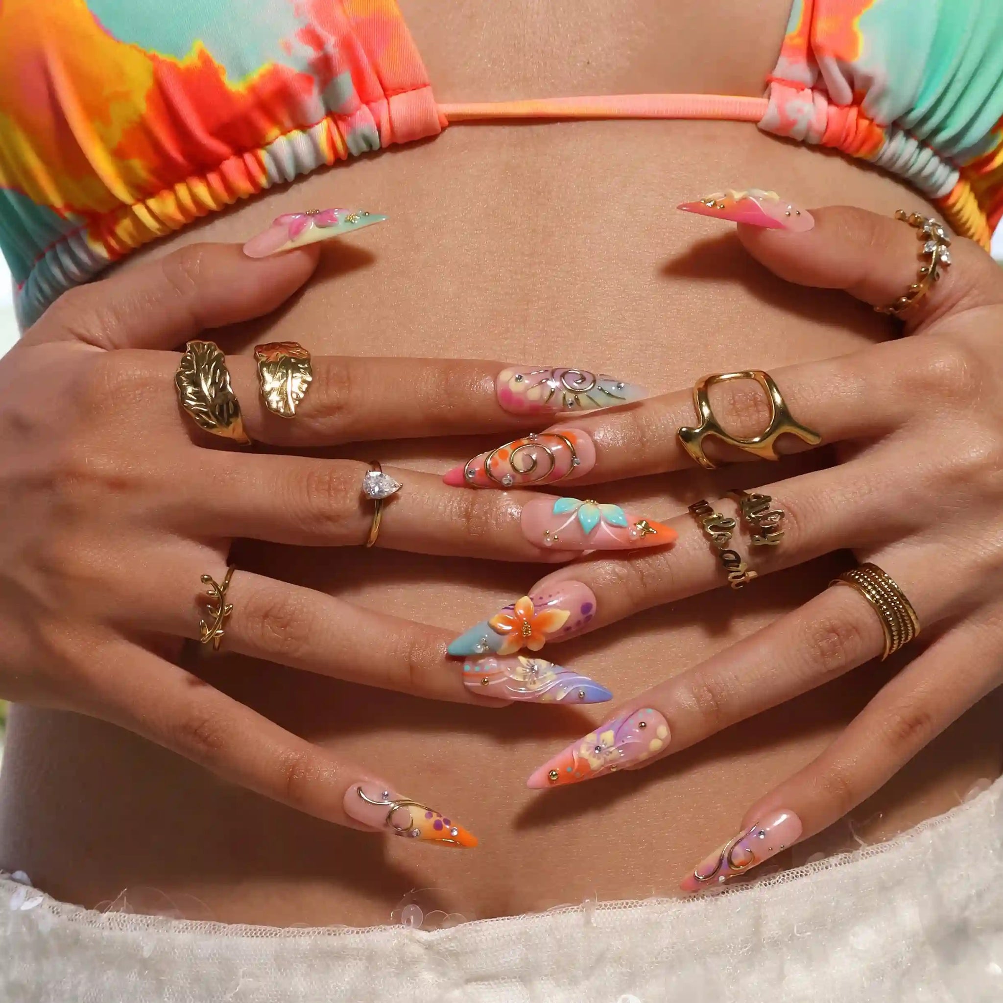 Tropical Bloom Press On Nails