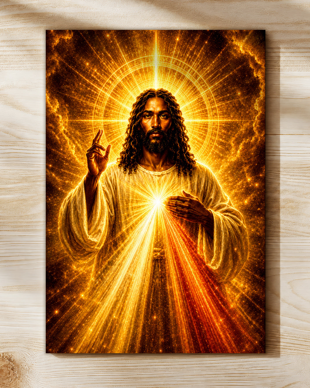 Black Jesus Divine Mercy Canvas Wall Art - African American Christian Home Decor