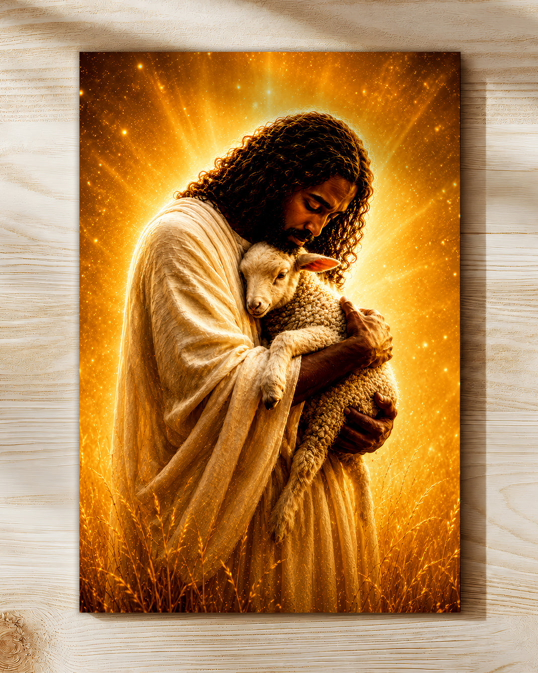 Black Jesus The Good Shepherd Canvas - African American Christian Wall Art