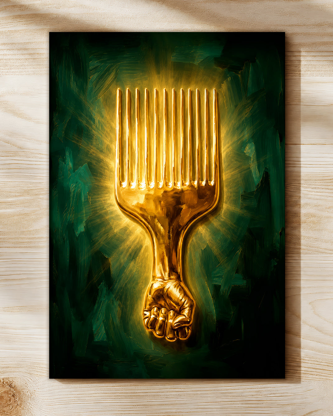 Black Power Afro Pick Canvas Wall Art - Black Pride Home Decor