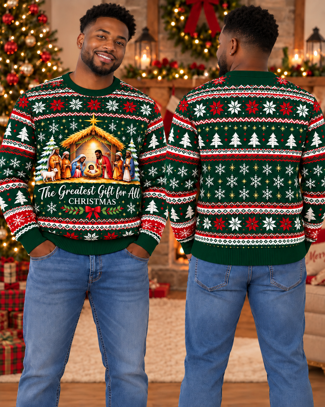 Black Jesus Nativity Christmas Sweatshirt – Christian Faith