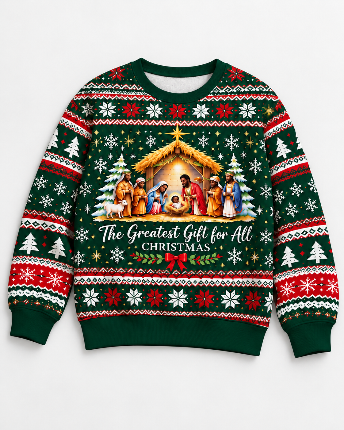 Black Jesus Nativity Christmas Sweatshirt – Christian Faith