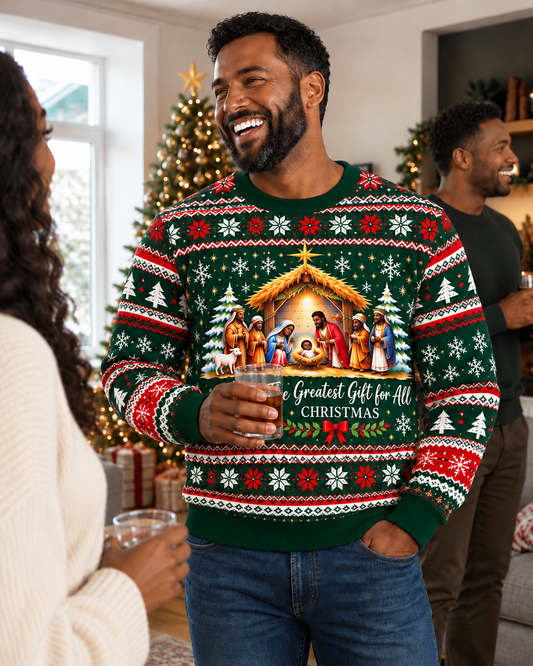Black Jesus Nativity Christmas Sweatshirt – Christian Faith