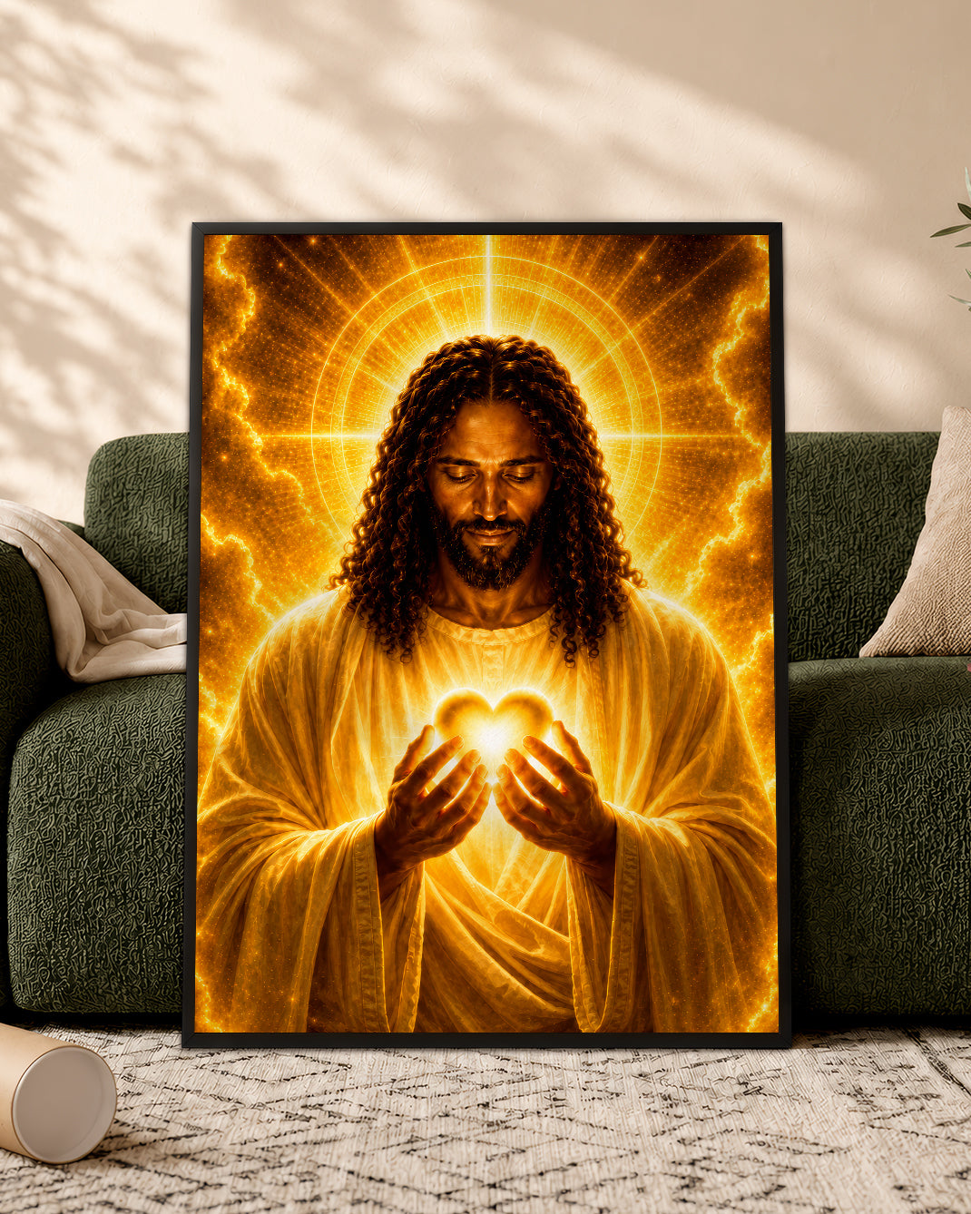 Black Jesus Canvas Wall Art - African American Christian Wall Decor