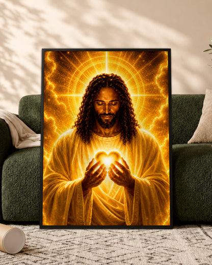 Black Jesus Canvas Wall Art - African American Christian Wall Decor