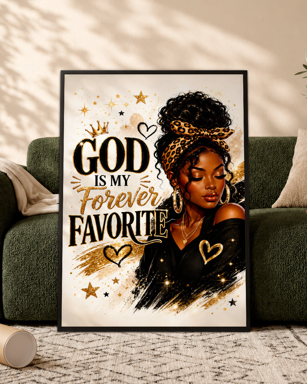 God Is My Forever Favorite Canvas Wall Art - Black Christian Home Decor