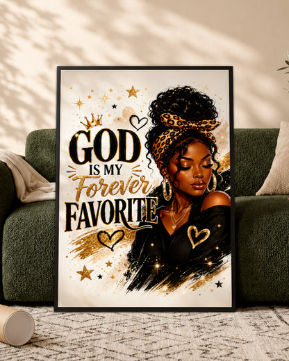 God Is My Forever Favorite Canvas Wall Art - Black Christian Home Decor