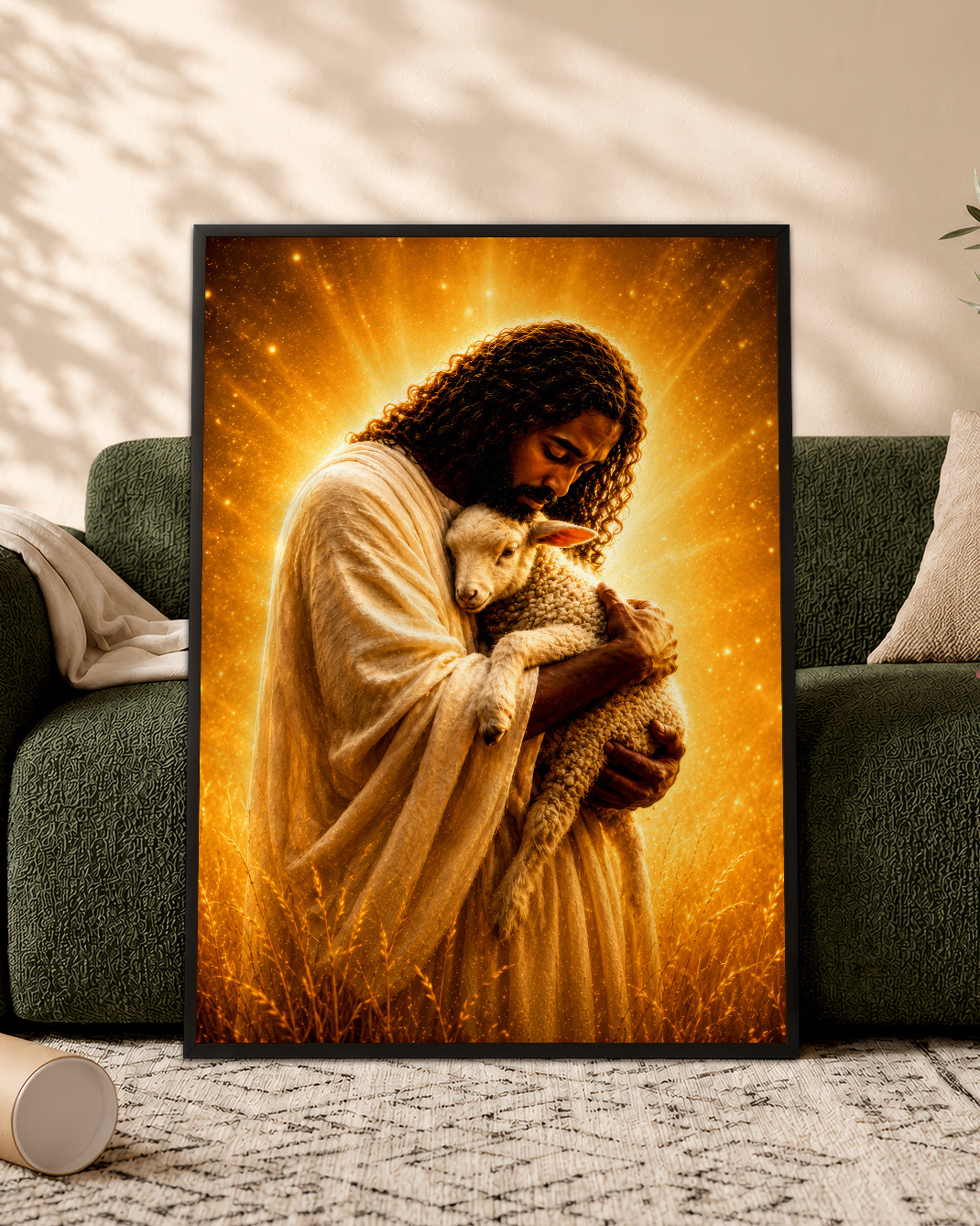 Black Jesus The Good Shepherd Canvas - African American Christian Wall Art