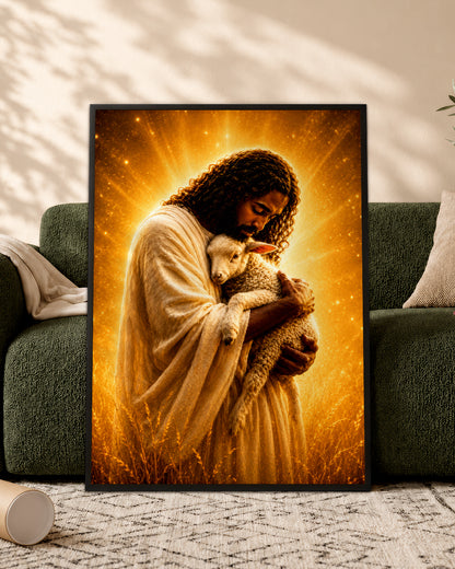 Black Jesus The Good Shepherd Canvas - African American Christian Wall Art