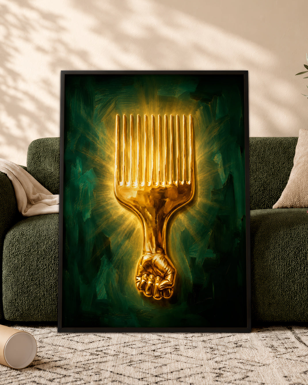Black Power Afro Pick Canvas Wall Art - Black Pride Home Decor