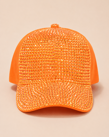 Orange Rhinestone Cap - Empower Black Culture, Bold Style