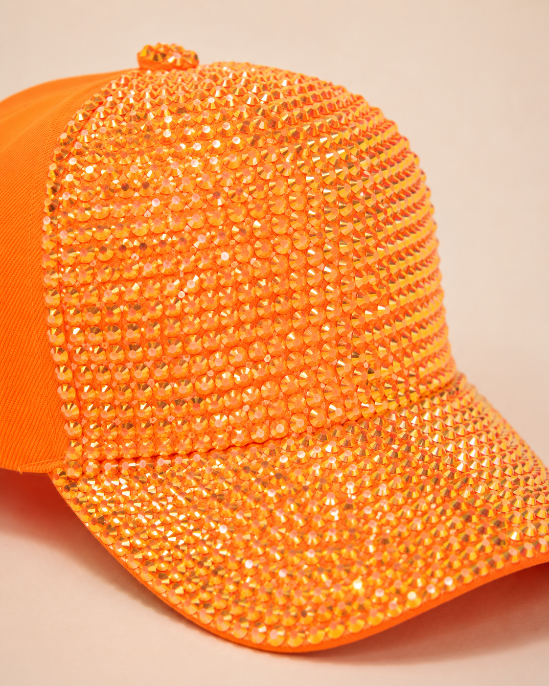 Orange Rhinestone Cap - Empower Black Culture, Bold Style
