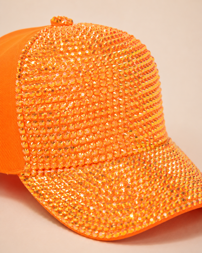 Orange Rhinestone Cap - Empower Black Culture, Bold Style