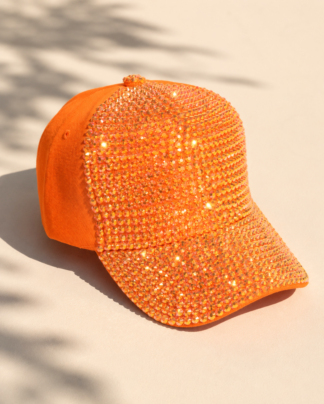 Orange Rhinestone Cap - Empower Black Culture, Bold Style