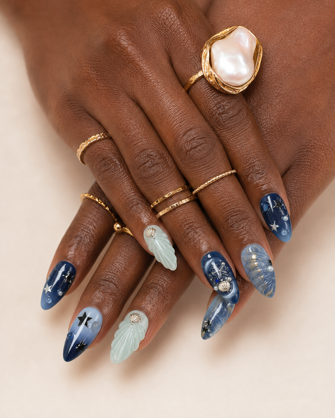 Tropical Ocean Sunset 3D Flower Press On Nails | Reusable Salon Quality Set